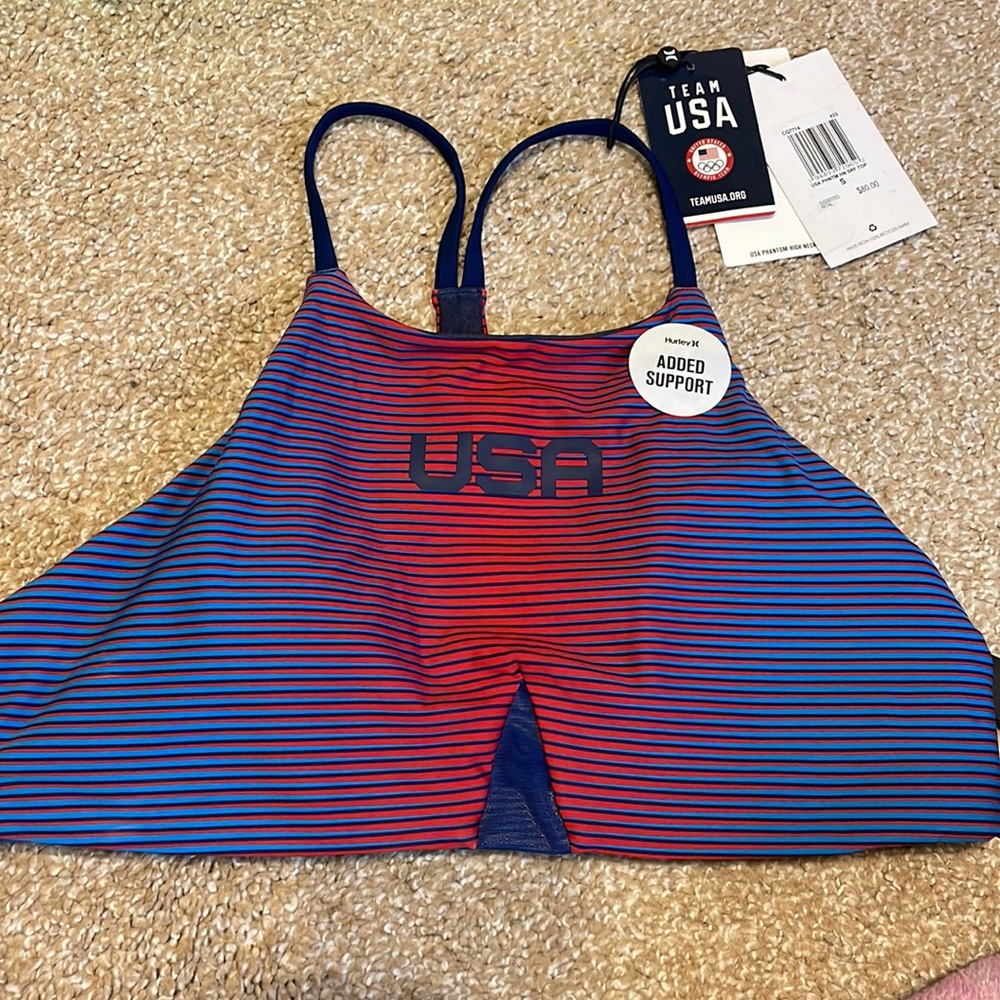 Hurley USA Olympics Phantom High Neck Surf Top Bathing Suit Top Women’s